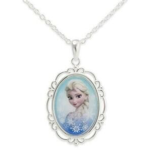 Disney's Frozen Elsa Pendant Necklace 18" Chain Fine Silver Plated